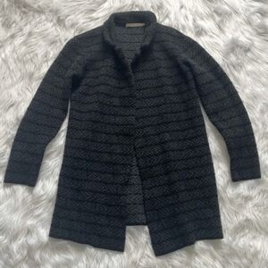 Chiaramente Wool Grey Cardigan Jacket Women's Small S Made in Italy Quilted EUC